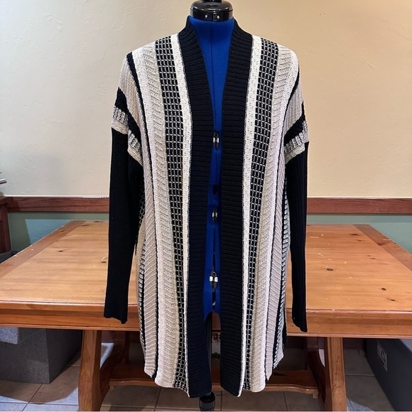 Soft Surroundings Sweaters - Soft Surroundings black and tan open front cardigan